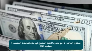 استقرار الدولار.. تراجع محدود للجنيه المصري في ختام تعاملات الخميس 11 سبتمبر 2025